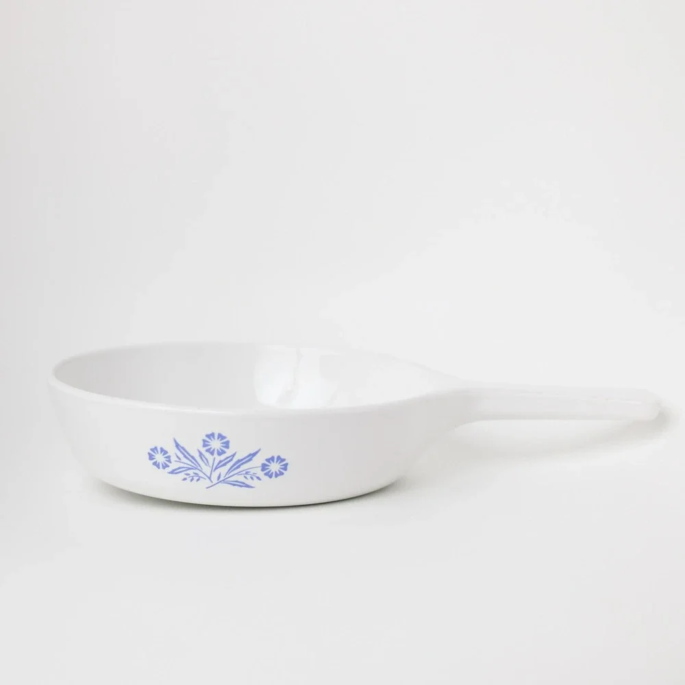 Vintage Corning Ware Skillet P-83-B Cornflower Blue 6.5 Inch White USA Retro